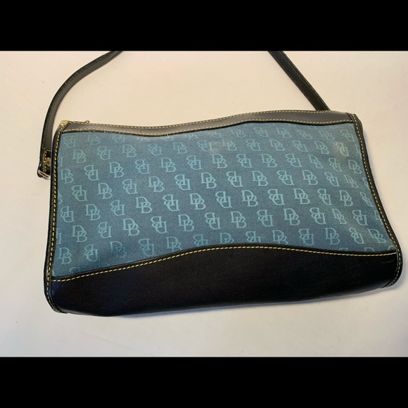 Vintage Dooney & Bourke Blue Leather Canvas Bag - Picture 3 of 14